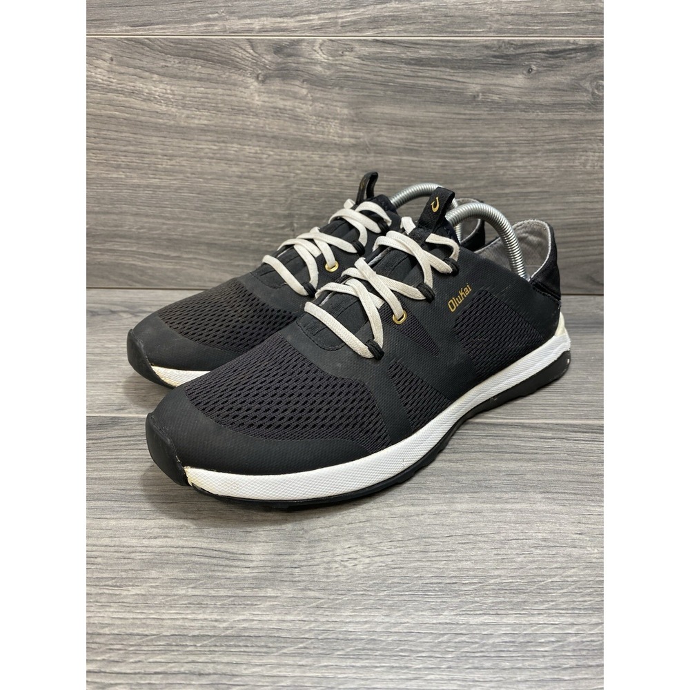 OLUKAI Shoes Womens US 10 Black Huia Mesh Lace-Up Athletic Sneakers